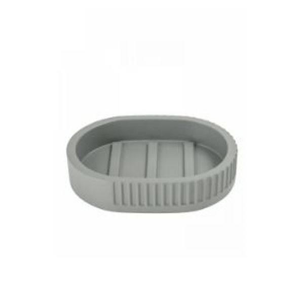  Мыльница  полирезина серая в полоску 15803