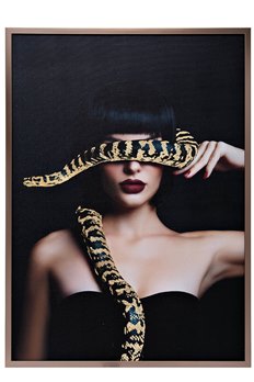  Холст Девушка со змеей 120х80см,багет латунь, поталь GARDA DECOR