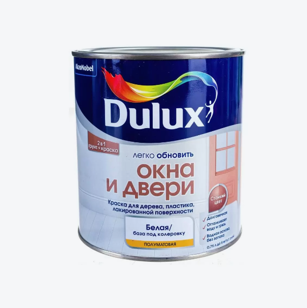  Краска для окон и дверей полуматовая BW 0,75л Dulux