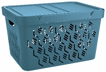  Ящик универсальный 18л 380*276*220 Deluxe голубой с крышкой 433205902