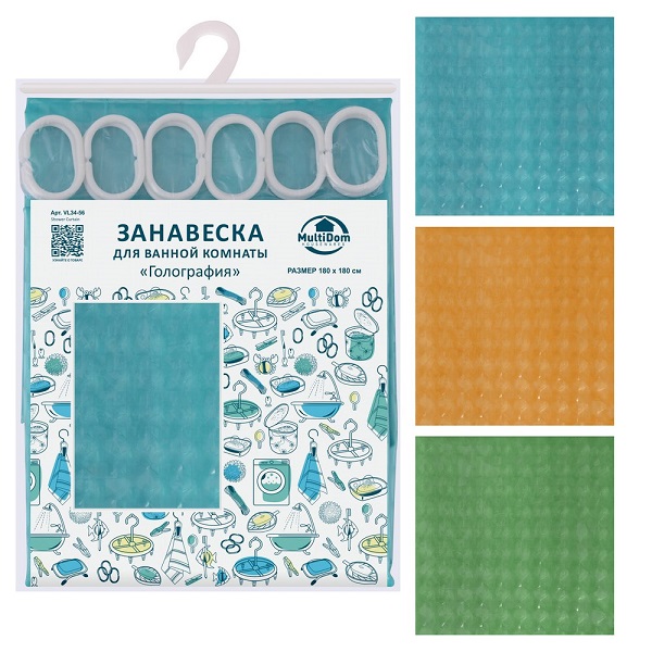  Штора для ванн 180*180 см Голография CH34-56