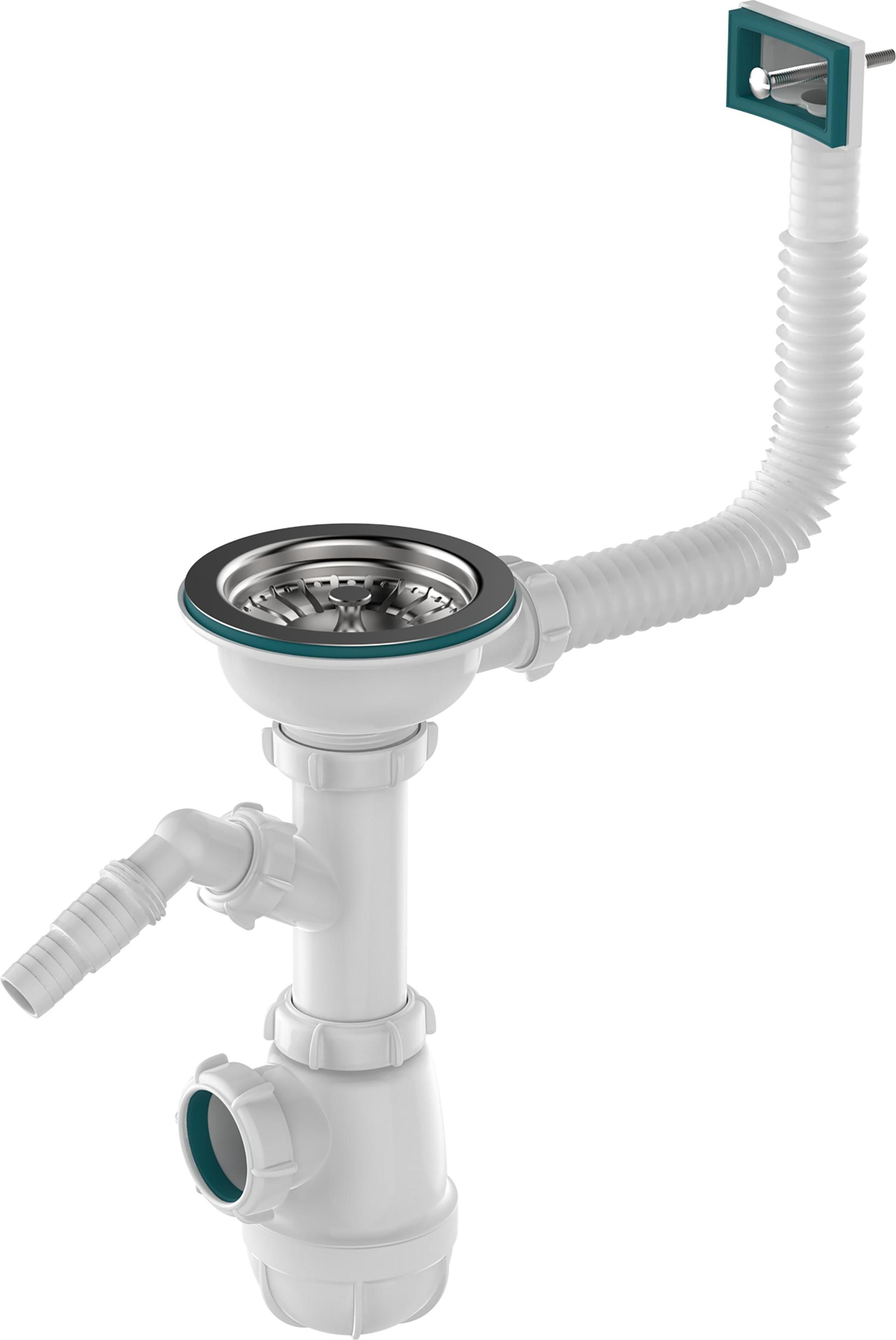  Сифон для мойки 3 1/2*40 Aquant B0146-29-MR прямоуг.перелив с гибкой трубой 40*40/50