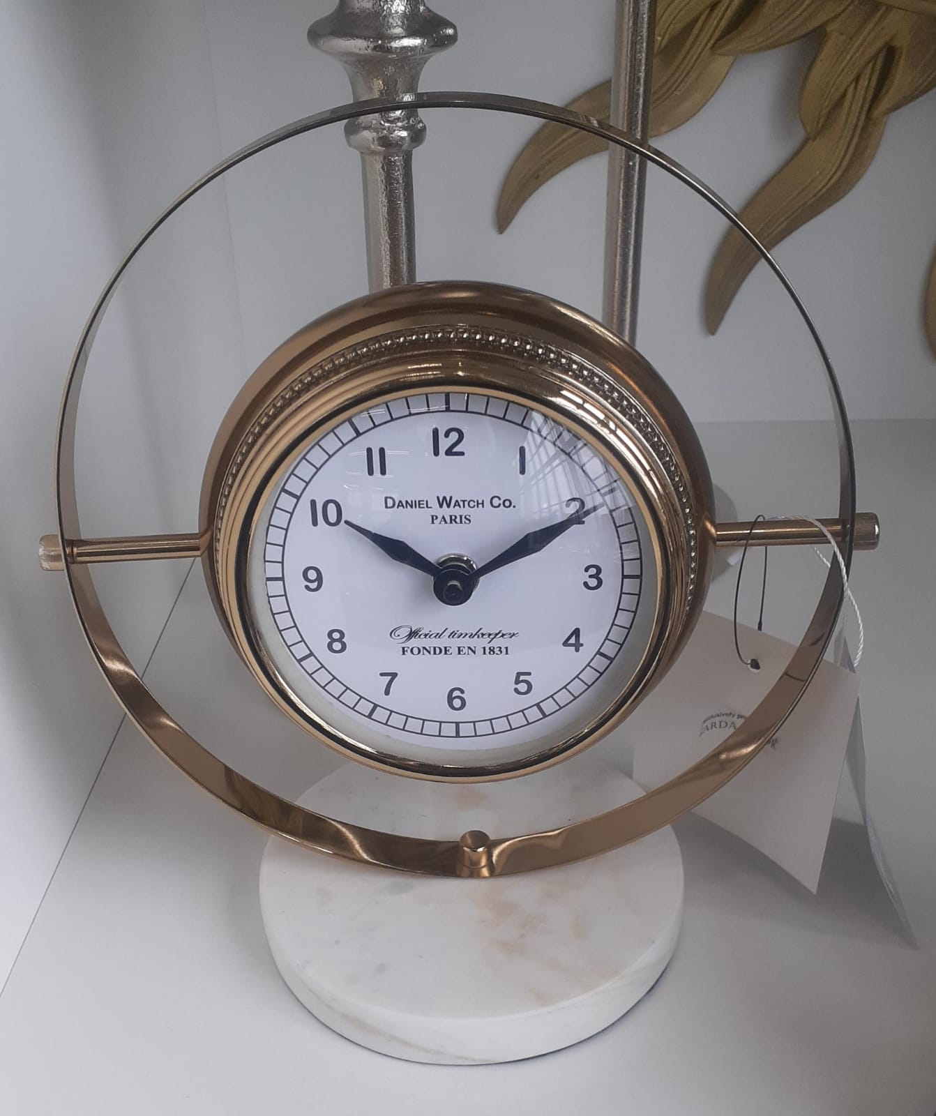  Часы настольные круглые с мраморным основанием 22см 79MAL-5887-22 GARDA DECOR