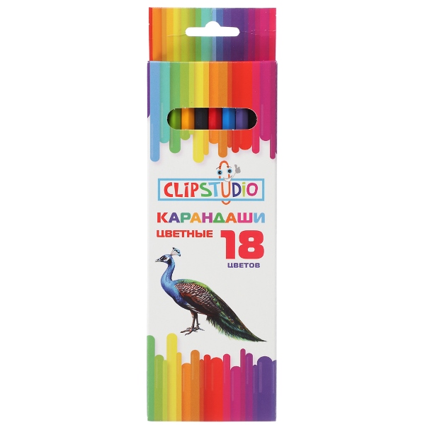  Карандаши цветн 18цв ClipStudio 228-154