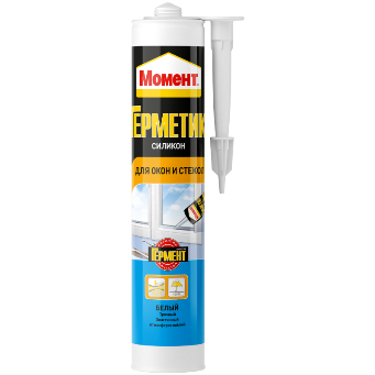  Герметик силикон для окон и стекол 280мл белый арт.2048981 Момент