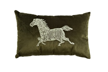 Подушка с вышивкой Лошадь зеленая 30х50см GARDA DECOR