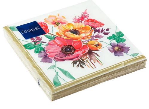  Салфетки бумажн. Bouquet 3-х сл 20шт Акварел.анемоны 33х33см 25285