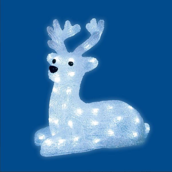 Фигура св/д 31х15х33см Лежащий оленёнок 50LED бел ULD-M3133-050/STA WHITE IP20