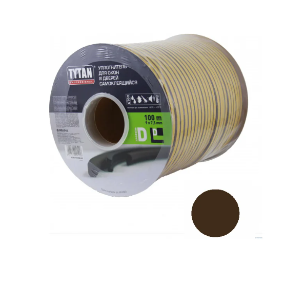  Уплотнитель для окон и дверей 100м*9мм*7,5мм корич 91416