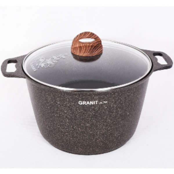  Кастрюля алюм лит а/приг 8,0л кго82а стекл.крышка Granit ultra