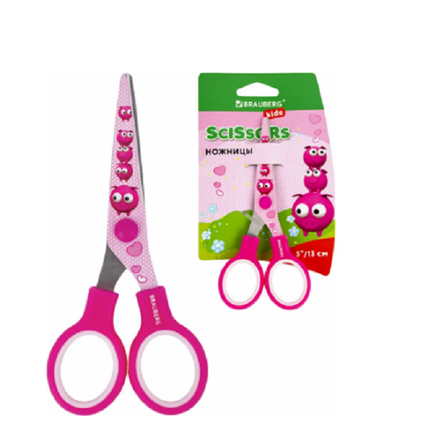  Ножницы 13см закруг Поросята Brauberg Kids 232272