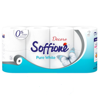  Туалетная бумага Soffione Pure White 2-х сл 8 шт белая