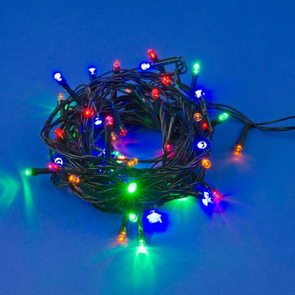  Гирлянда св/д нить 5м 50LED разноцвет/зеленый провод IP20 ULD-S0500-050