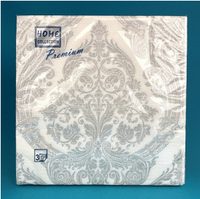  Салфетки бумажн. Bouquet Home collection Premium 3-х сл 20шт Royal сереб.на бел 37252