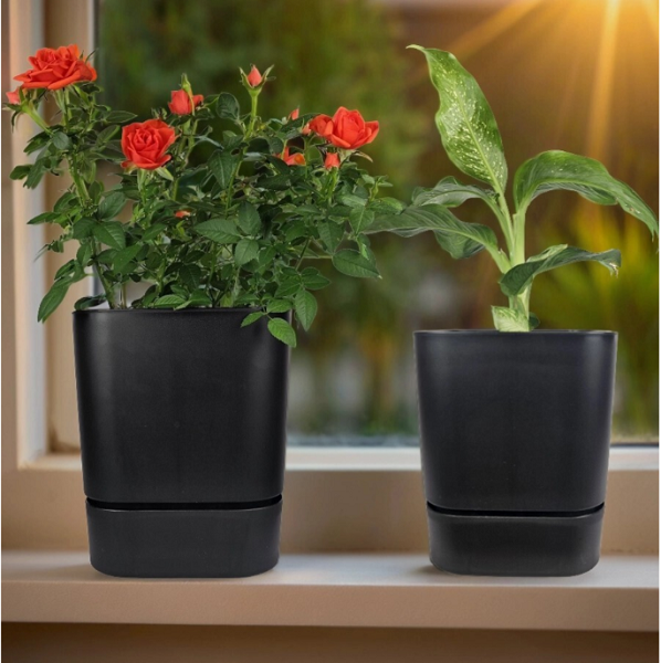  Горшок для цветов 1,5л 12,5см Квадрат Гранд черный