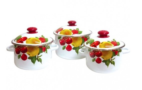  Набор кастрюль 3 пред эмалир Эльза 15 N15B90 бел деколь на крыш 112425