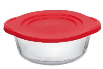  Посуда для СВЧ 1,5л стеклянная, круглая, пласт.крыш 59123K