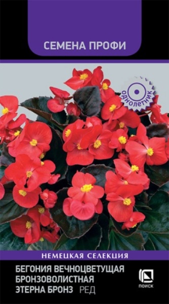  Бегония вечноцв бронзоволистн Этерна Бронз ред 10шт цв Семена Профи 
