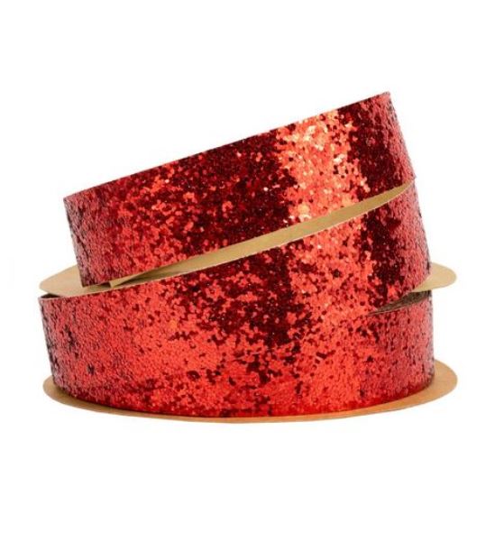  Лента Глиттер 25мм 10м красный 104-160-25R Аз