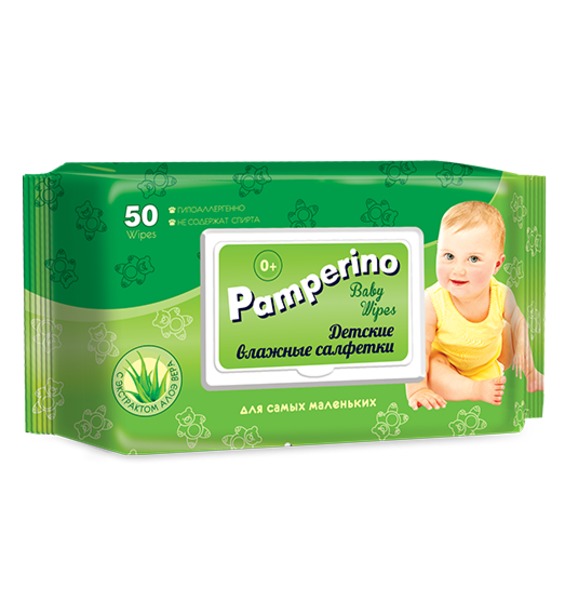  Салфетки влажные Pamperino 50шт детские клапан 15307