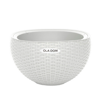  Кашпо 5л подвесное круглое Rattan Белый OLA DOM