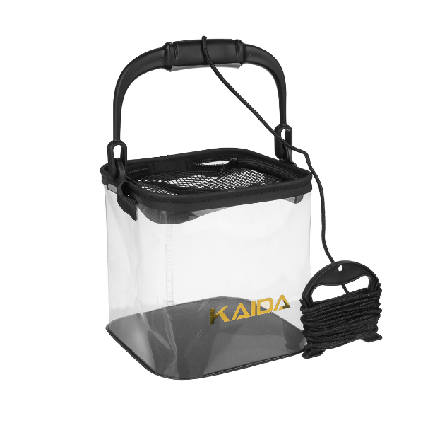  Ведро ПВХ складное квадратное с крышкой с веревкой 147-045 Kaida
