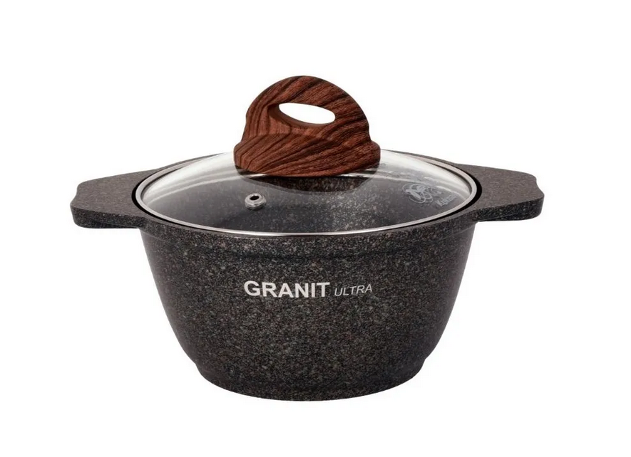  Кастрюля алюм лит а/приг 1,0л кго12а стекл.крыш Granit ultra оригинал