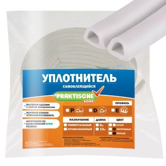  Уплотнитель самоклеящийся 12*10мм D-обр 10м белый У0075 УХТ