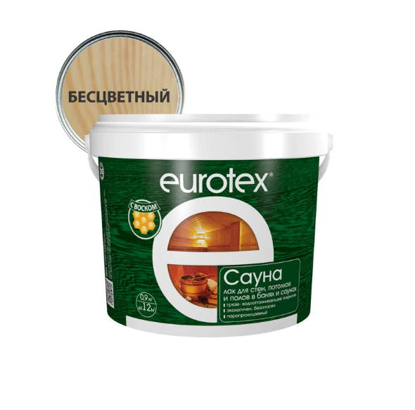  Лак для бани и сауны 0,9кг Евротекс арт.80198 Рогнеда 