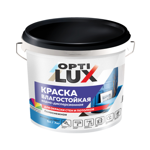  Краска в/д влагостойкая белоснежная Оптилюкс 7кг Ижсинтез Ж