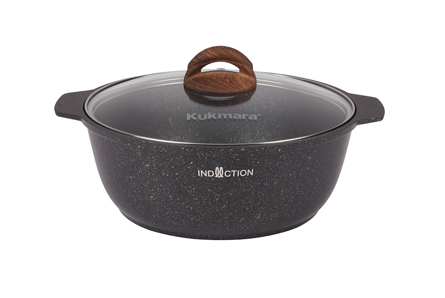  Кастрюля-жаровня алюм лит а/приг 4л жгои41а стекл.крышка Granit ultra induction голуб