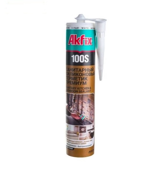  Герметик силикон 280мл санитарный белый Akfix 100S SA032