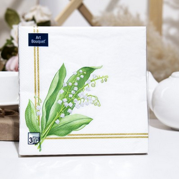  Салфетки бумажные 3-х слойные 33х33см 20шт ЛАНДЫШИ Арт Букет