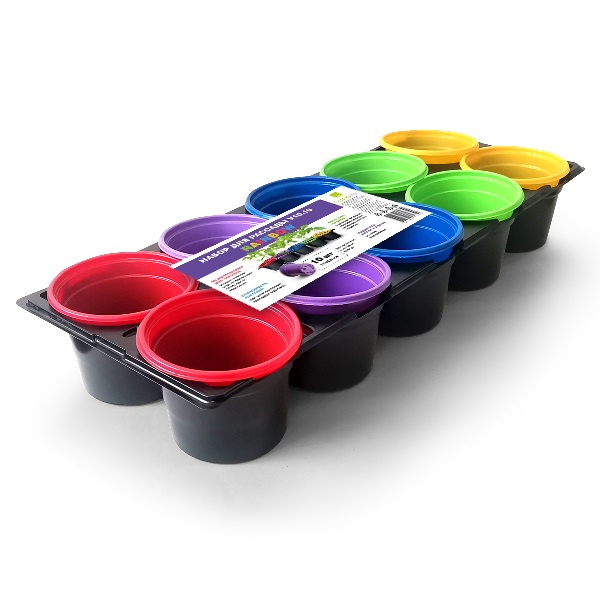  Набор горшков для рассады 10,5*8см 10шт+подстав v10.10 Rainbow 82472892