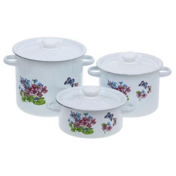  Набор кастрюль 3пред эмалир Фиалка N16B24