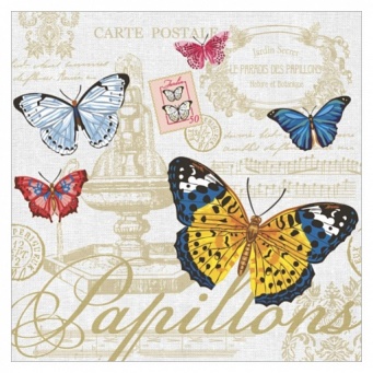  Салфетки бумажн. Art Bouquet 3-х сл 20шт Бабочки 33х33см 37421