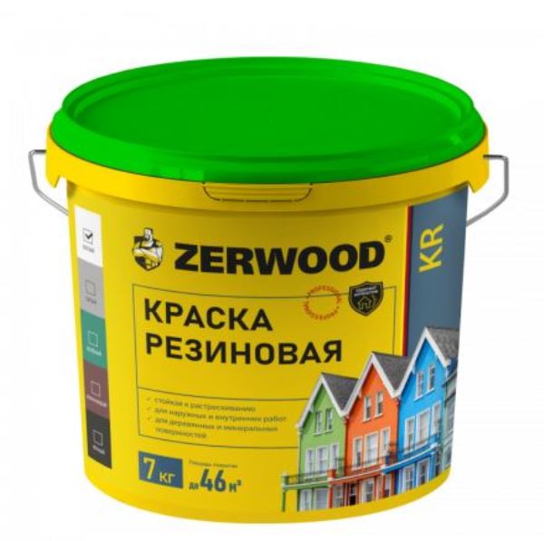  Краска резиновая для кровли, цоколя, фасада коричневая 12кг КР Zerwood 00972949