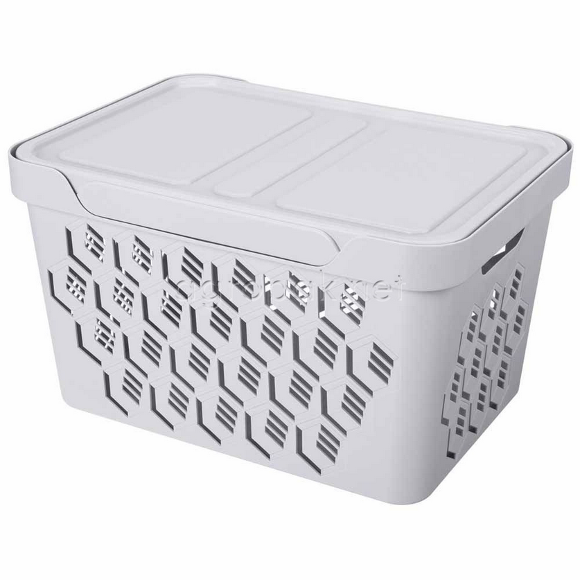  Ящик универсальный 18л 380*276*220 Deluxe св.серый с крышкой 433205930