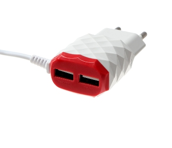  Зарядное устройство 2*USB 1A microUSB LCC-25 крас-бел LuazON 4310392