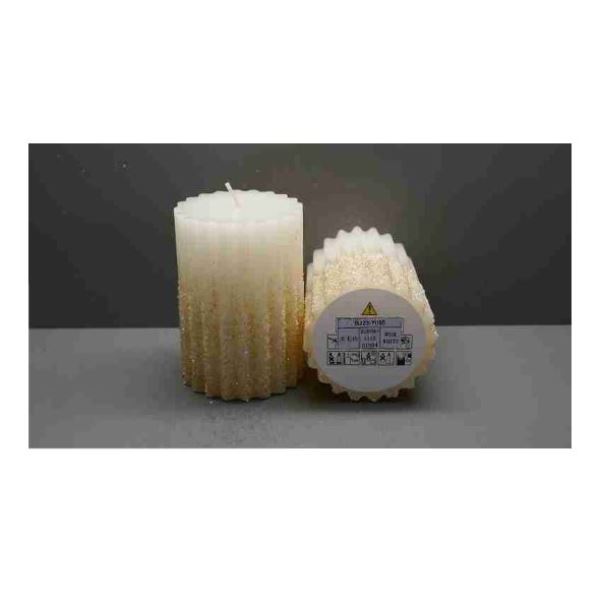  Свеча цилиндр 10*7см с глиттером белый BJ23-Y095WH Аз