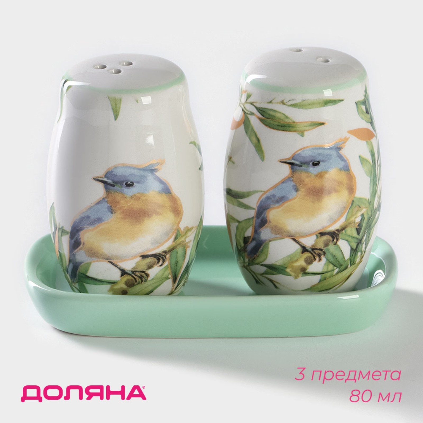  Набор для специй керамика 2шт 80мл Флора и Фауна 7550295