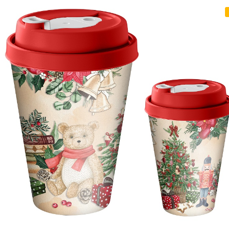  Стакан 420мл с крышкой декор с клапаном Игрушки 223145706/0350 красный