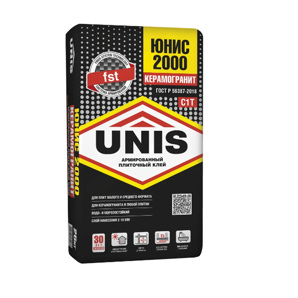  Клей плиточный 25кг Юнис 2000 керамогранит