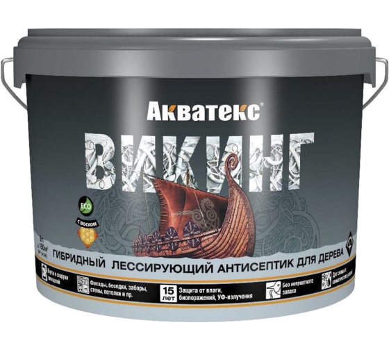  Лессирующий антисептик Акватекс Викинг дуб 9л арт.80268 Рогнеда 