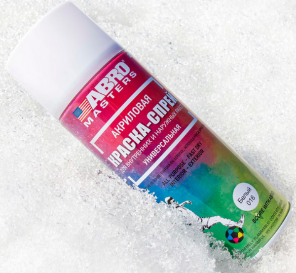  Краска аэрозольная акриловая белая глянцевая 016 ABRO MASTERS SP-016-AM (12)
