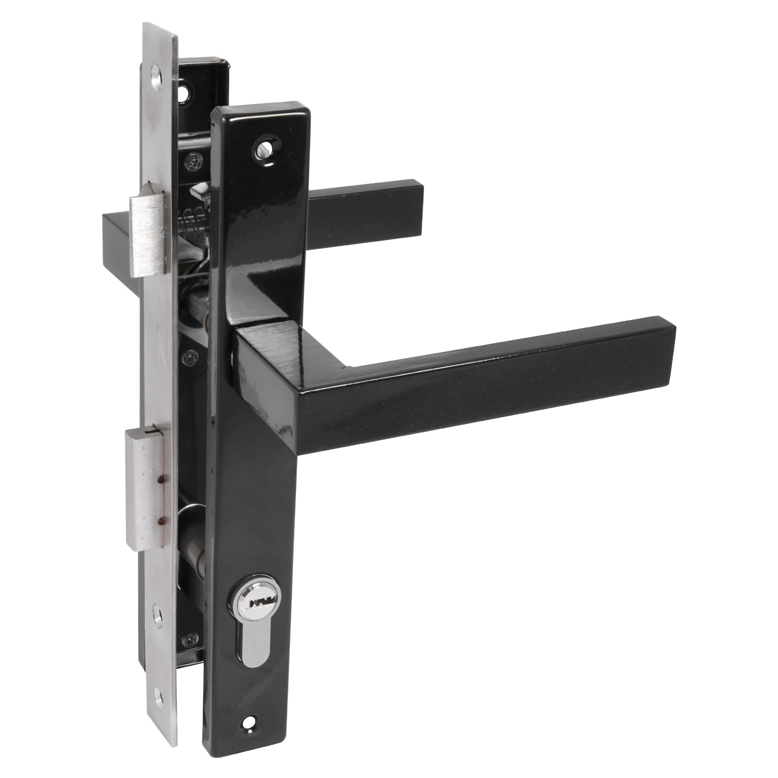  Замок врезной 8520.01.9005 черный с ручками ключ/ключ д/узкопрофил.дверей СТАНДАРТ 17658