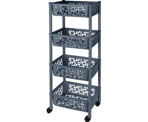  Этажерка 4-секц на колесиках Keeplex Light 37*29*93,5см космич.серый KL282912026