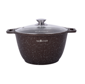  Кастрюля алюм лит а/приг 4,0л кмки42а стекл.крышка Marble Induction коф.мрамор