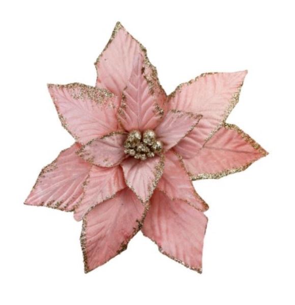  Пуансетия искусственная на прищепке 18*26см розовый HY1301-692 Аз