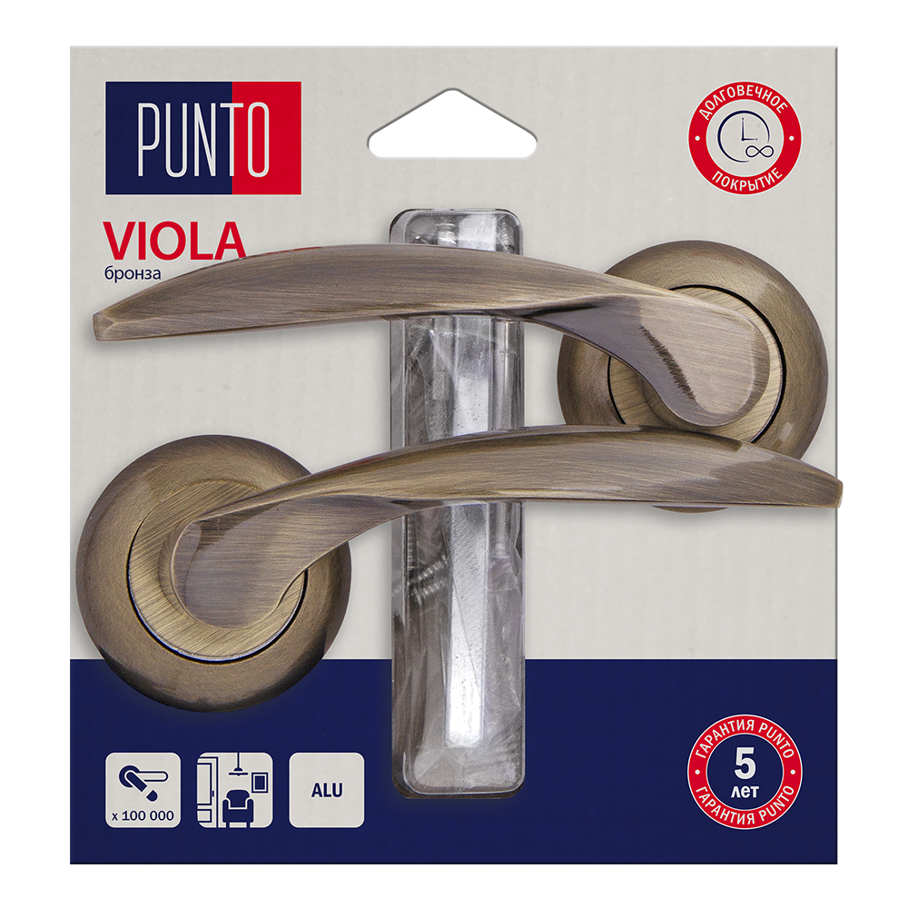  Ручка дверная раздельн Viola/HD ABG-6 бронза 45745 Punto